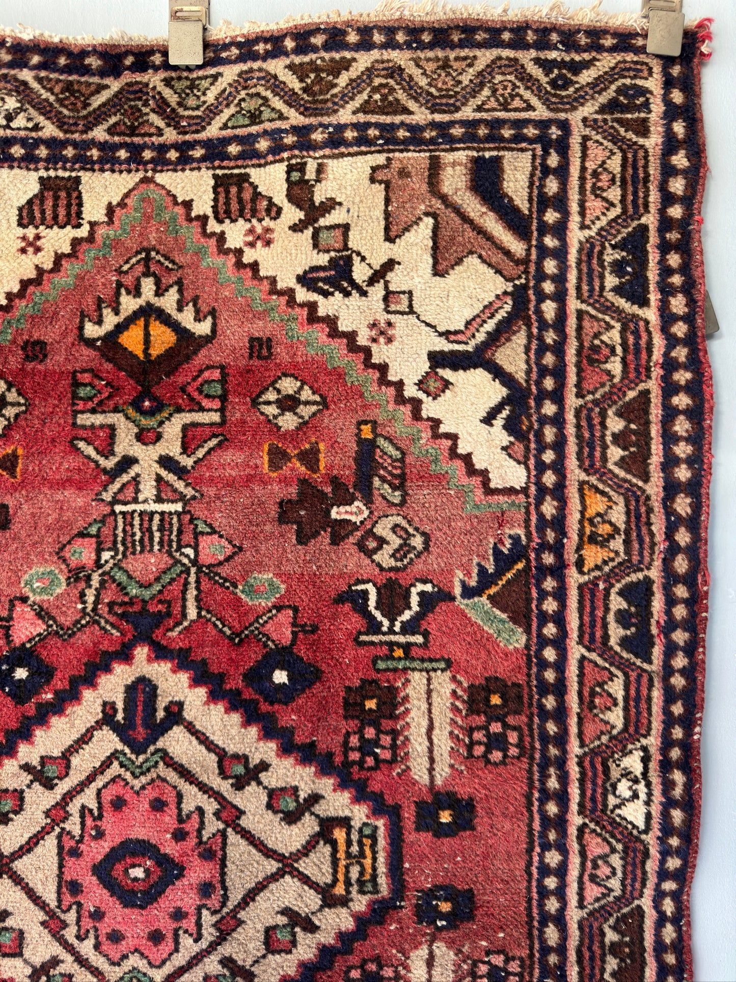 Handmade Persian Hamadan Rug 5 x 3.3 ft