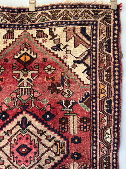 Handmade Persian Hamadan Rug 5 x 3.3 ft