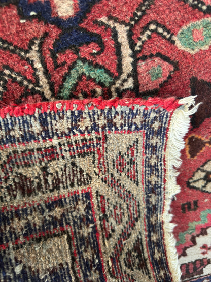 Handmade Persian Hamadan Rug 5 x 3.3 ft