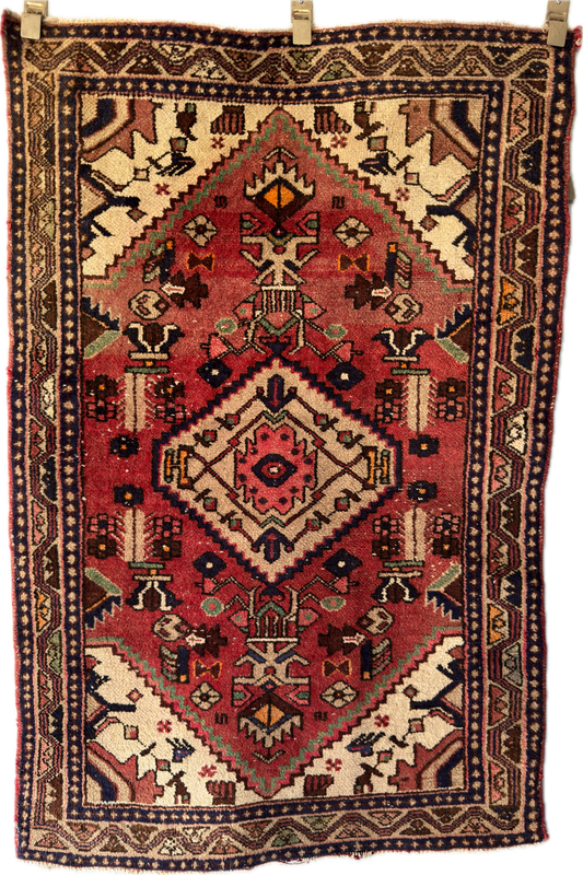 Handmade Persian Hamadan Rug 5 x 3.3 ft