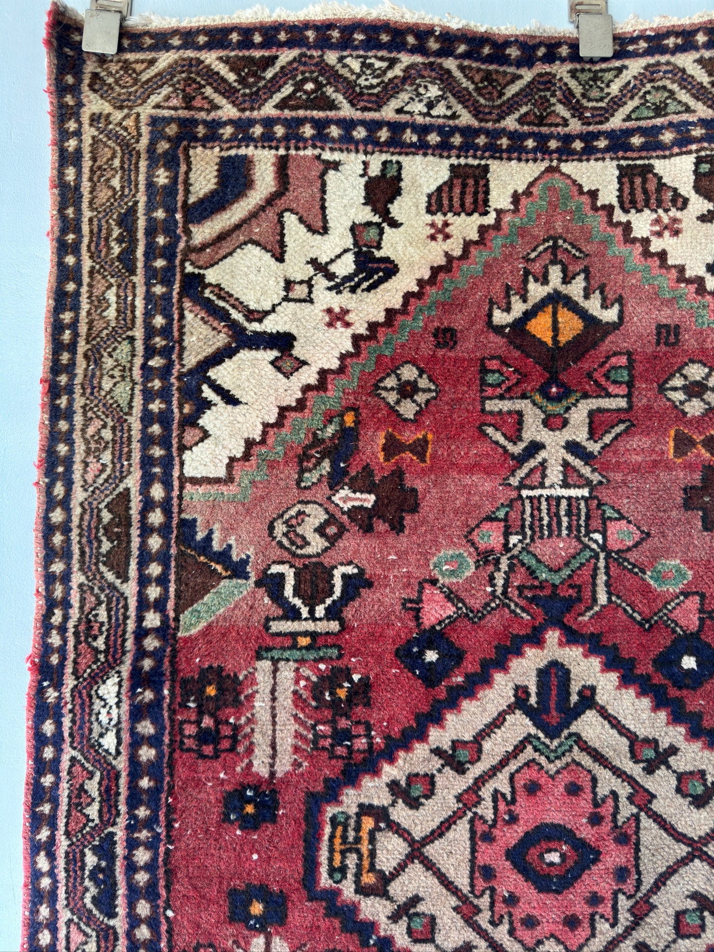 Handmade Persian Hamadan Rug 5 x 3.3 ft