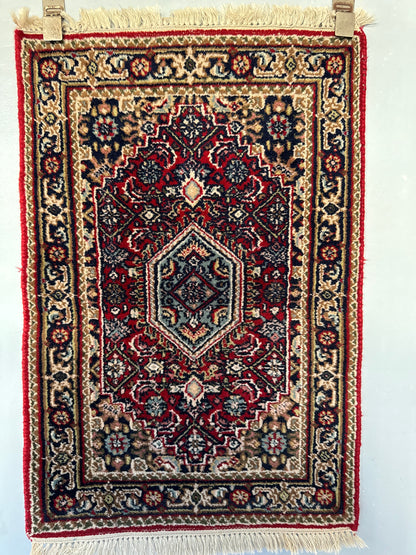 Handmade Indo Tabriz Rug 89 x 60 cm | 2.92 x 1.97 ft