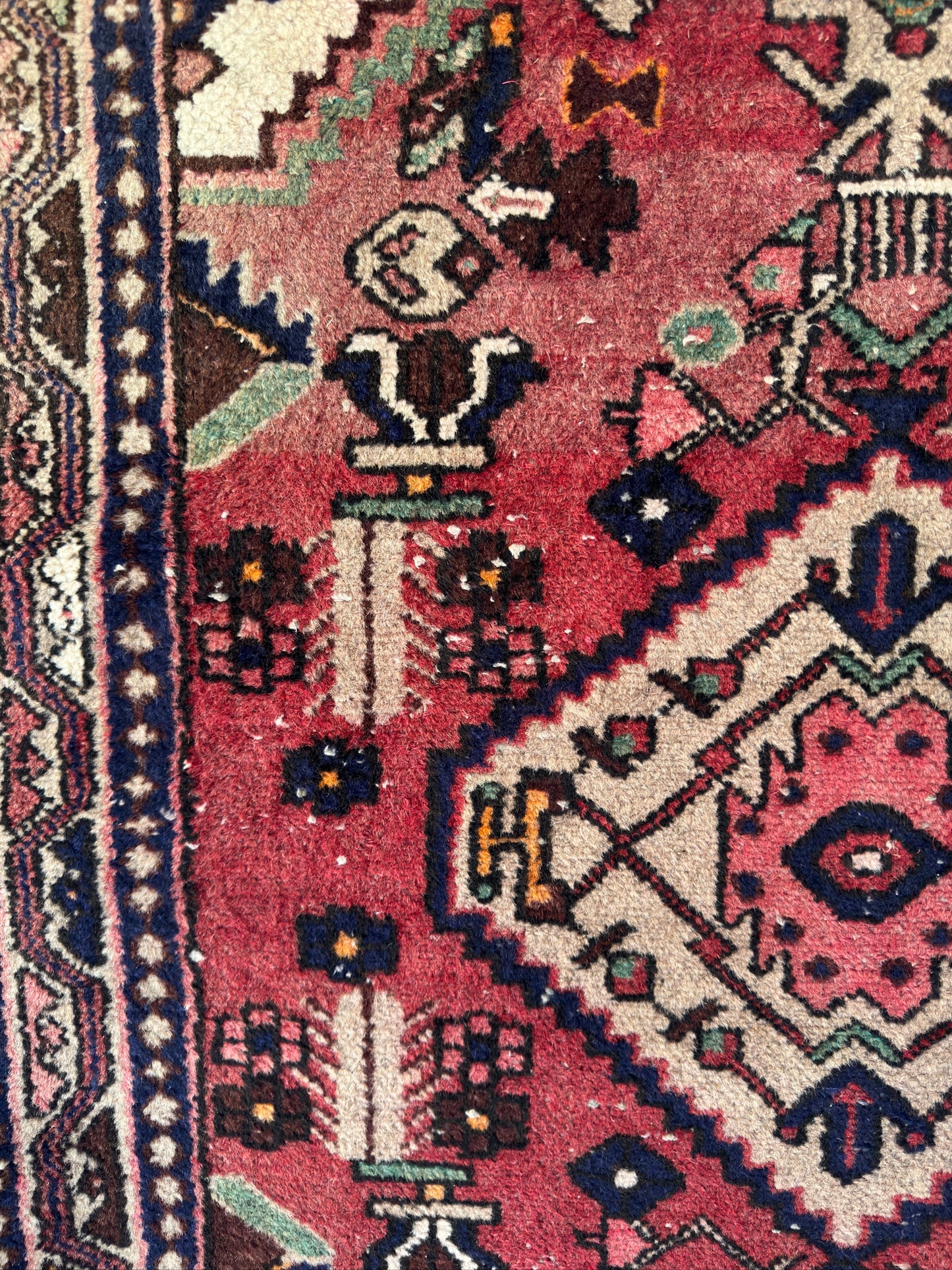 Handmade Persian Hamadan Rug 5 x 3.3 ft