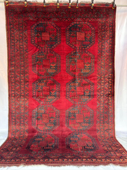 Handmade Afghan Ersari Rug 9.2 x 6 ft