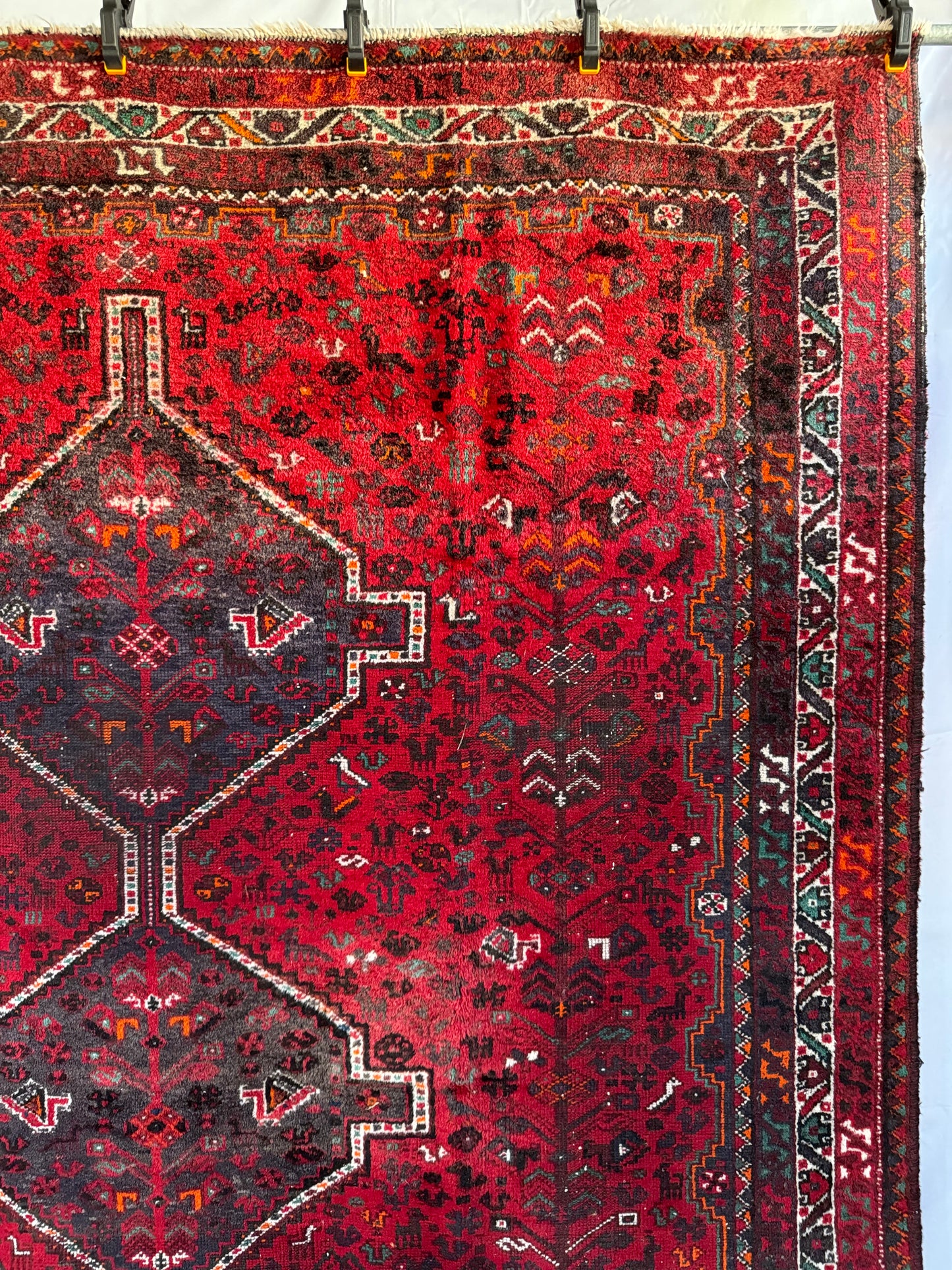 Handmade Persian Shiraz 221 x 293 cm | 9.6 x 7.25 ft