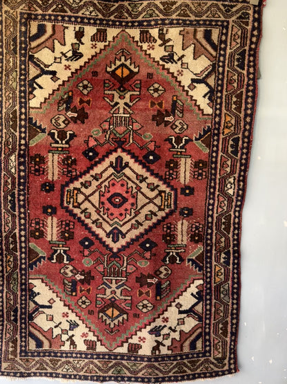 Handmade Persian Hamadan Rug 5 x 3.3 ft