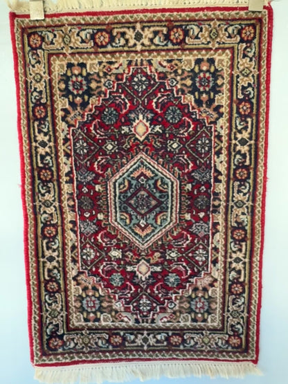 Handmade Indo Tabriz Rug 89 x 60 cm | 2.92 x 1.97 ft